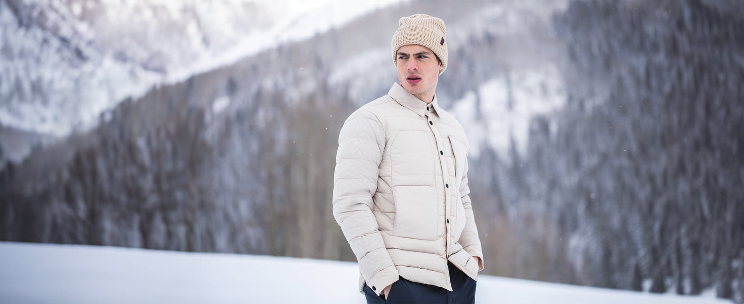 Male skier wearing Obermeyer clothing.