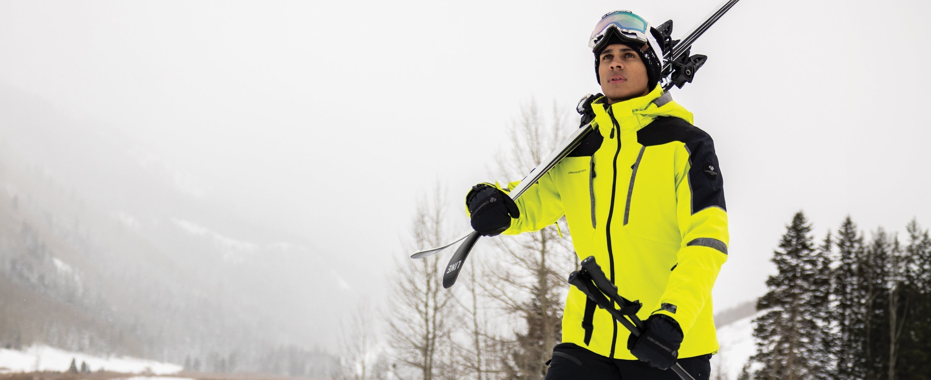 Male skier wearing Obermeyer gloves.