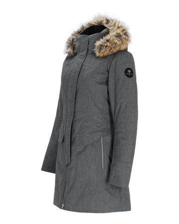EAM] Loose Fit Gray Big Size Warm Down Jacket New Hooded Long