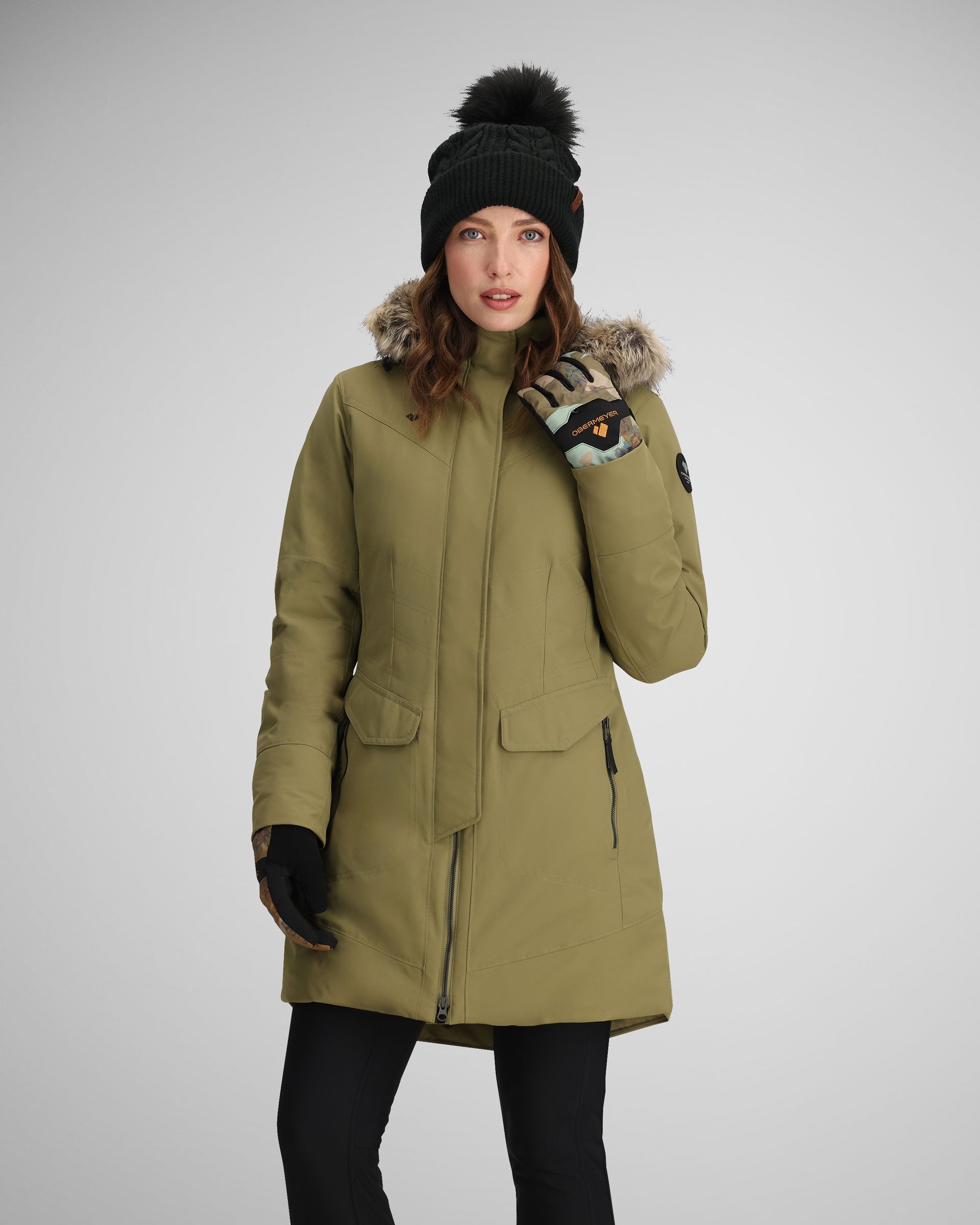 Y2K Obermeyer Val d'Isere Winter Elegance Faux Suede Coat Olive buy Green Gorpcore